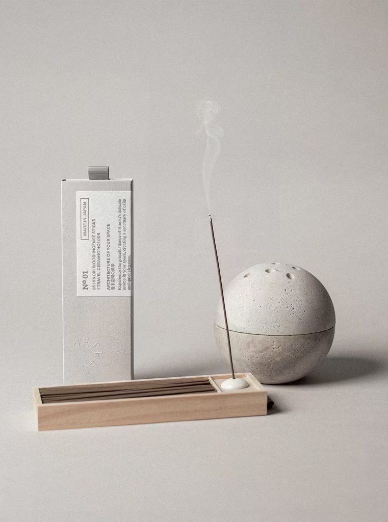 Aether incense packaging in traditional Japanese paper