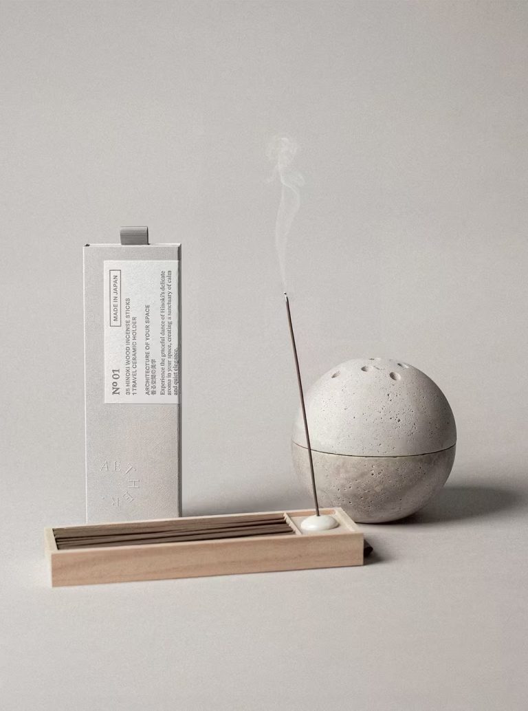 Aether incense packaging in traditional Japanese paper