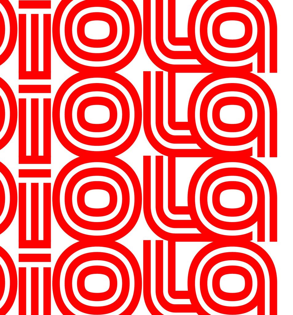 Red and white typographic pattern for Piola Pastificio