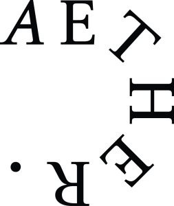 Aether visual identity and curved logo inspired by rising smoke