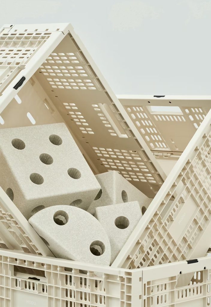 MODU Storage Crates photographed in a minimal colour-led composition