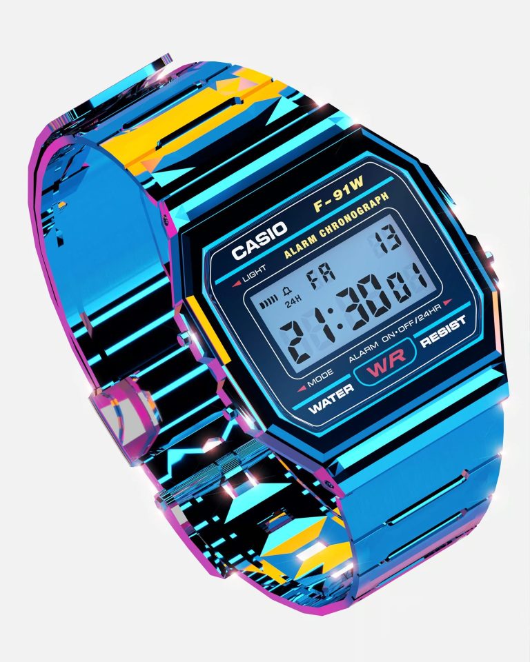 Rendered abstraction of the Casio F-91W wristwatch