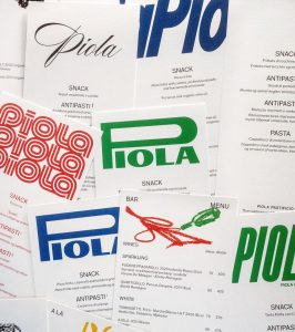 Piola Pastificio visual identity in use