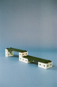 Analogue photography of MODU Balance Beams on a colourful background